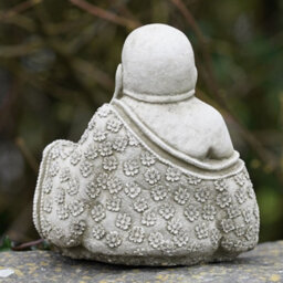Burgess Laughing Buddha Stone Statue Oriental Monk Outdoor Garden Decoration British Made Ornament - thumbnail 2