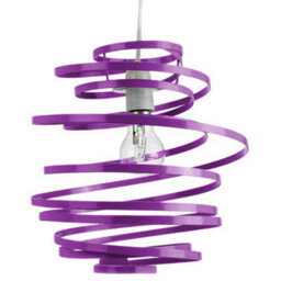 Happy Homewares Contemporary Purple Gloss Metal Double Ribbon Spiral Swirl Ceiling Light Pendant