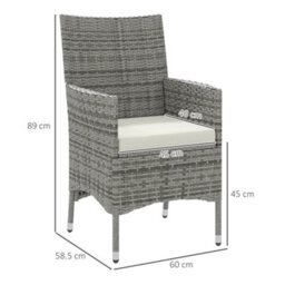 Outsunny 2 Pieces Outdoor Rattan Armchair Garden Dining Chair Set Mixed Grey - thumbnail 3