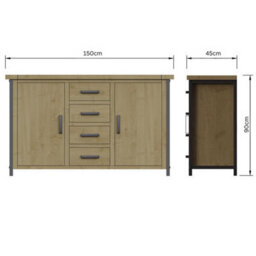 FWSTYLE Large Solid Driftwood Pine Modern Sideboard - thumbnail 8
