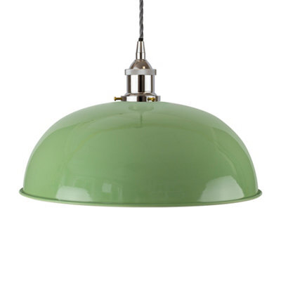 Mint Green Worcester Painted Dome Pendant Light With Nickel Lamp Holder And Grey Twisted Cable - Se Home - image 1