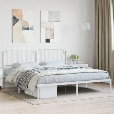 Berkfield Metal Bed Frame Without Mattress With Headboard White 200X200Cm - image 1