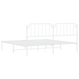 Berkfield Metal Bed Frame Without Mattress With Headboard White 200X200Cm - thumbnail 7
