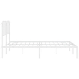 Berkfield Metal Bed Frame Without Mattress With Headboard White 200X200Cm - thumbnail 6