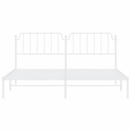 Berkfield Metal Bed Frame Without Mattress With Headboard White 200X200Cm - thumbnail 5