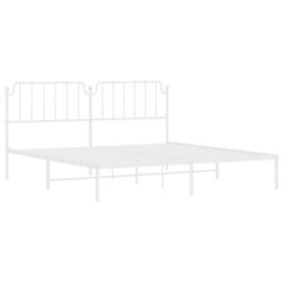 Berkfield Metal Bed Frame Without Mattress With Headboard White 200X200Cm - thumbnail 4