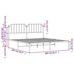 Berkfield Metal Bed Frame Without Mattress With Headboard White 200X200Cm - thumbnail 9