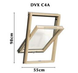 Yardlite Roof Window Grey / Pine Wood Centre Pivot Loft Skylight Unvented - C4A - 55Cm X 98Cm, Ufx Universal Flashing - thumbnail 2