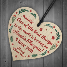 Red Ocean Christmas Gift For Auntie Thank You Wooden Heart Hanging Decoration Gift For Her - thumbnail 6
