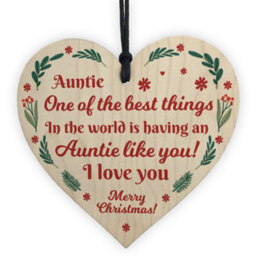 Red Ocean Christmas Gift For Auntie Thank You Wooden Heart Hanging Decoration Gift For Her