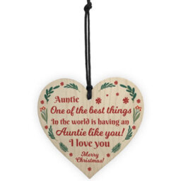 Red Ocean Christmas Gift For Auntie Thank You Wooden Heart Hanging Decoration Gift For Her - thumbnail 5