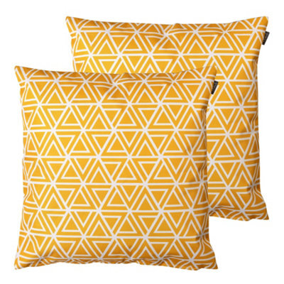 icon Indoor And Outdoor Geometric Pattern Waterproof Filled Cushion Yellow Set Of 2 - image 1