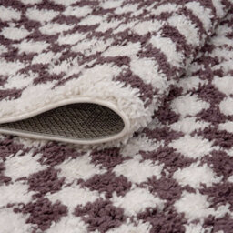 The Rugs Moodi Shaggy Purple Mosscheck Rug Runner Tartan Thick High Pile For Living Rooms, Bedrooms, Hallways, Kitchens - thumbnail 4
