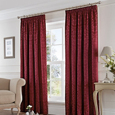 Dreams & Drapes Eastbourne Damask Woven Jacquard Pair Of Pencil Pleat Curtains - image 1