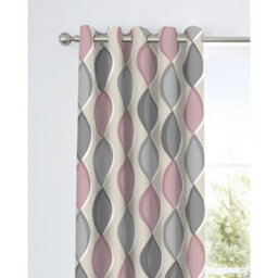 Fusion Lennox Modern Geo Print Pink Eyelet Curtains - thumbnail 2