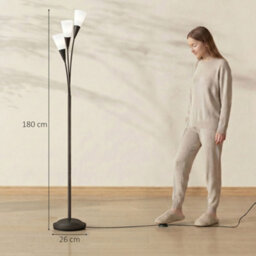 Homcom Modern Upright Floor Lamp With 3 Light, Steel Base For Living Room - thumbnail 3