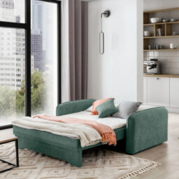 Amerykanka Laine 3 Green Compact Sofa Bed With Storage And Decorative Cushions - thumbnail 3