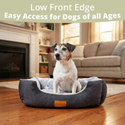 Daisy & Max Dog Bed Medium ( 63X53Cm), Soft Rectangle Pet Bed With Non-Slip Base, Soft Cushion Raised Sides, Washable Dog Sofa - thumbnail 5