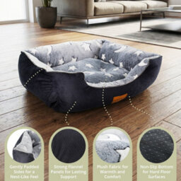 Daisy & Max Dog Bed Medium ( 63X53Cm), Soft Rectangle Pet Bed With Non-Slip Base, Soft Cushion Raised Sides, Washable Dog Sofa - thumbnail 3