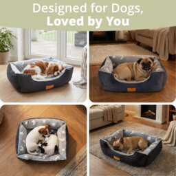 Daisy & Max Dog Bed Medium ( 63X53Cm), Soft Rectangle Pet Bed With Non-Slip Base, Soft Cushion Raised Sides, Washable Dog Sofa - thumbnail 7