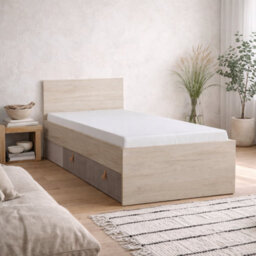 Wyld Haus Rosemary 3Ft Single Bed In Light Walnut With Headboard And 1 Drawer - thumbnail 1