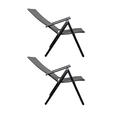 Set Of 2 Outdoor Garden Patio Multi Position Reclining Folding Chair In Black - image 1
