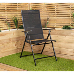Set Of 2 Outdoor Garden Patio Multi Position Reclining Folding Chair In Black - thumbnail 5