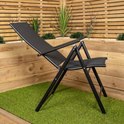 Set Of 2 Outdoor Garden Patio Multi Position Reclining Folding Chair In Black - thumbnail 6