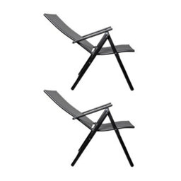 Set Of 2 Outdoor Garden Patio Multi Position Reclining Folding Chair In Black