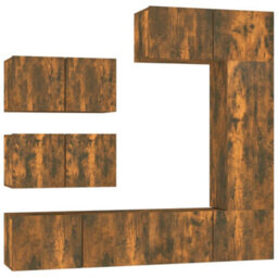 Berkfield 6 Piece Tv Cabinet Set Smoked Oak Engineered Wood - thumbnail 2