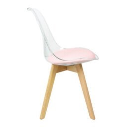 Fusion Living Soho Clear And Blush Pink Plastic Dining Chair With Squared Light Wood Legs - thumbnail 6