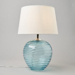 Litecraft Nina Blue Ripple Glass Table Lamp With Fabric Shade - thumbnail 3