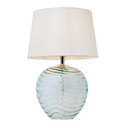 Litecraft Nina Blue Ripple Glass Table Lamp With Fabric Shade - thumbnail 2