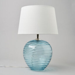 Litecraft Nina Blue Ripple Glass Table Lamp With Fabric Shade - thumbnail 4