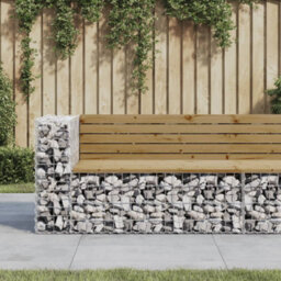 Berkfield Rustic Garden Bench Gabion Design 122X71X65.5 Cm Impregnated Wood Pine - thumbnail 2