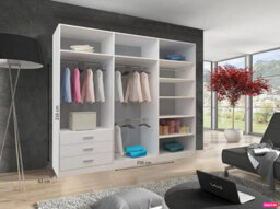 RAC3 Sliding Wardrobe With Mirror Space Saving Bedroom Wardrobe, Contemporary Bedroom Sliding Wardrobe & Mirror Wardrobe(Oak, 250Cm) - thumbnail 2