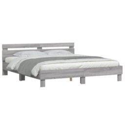 Berkfield Bed Frame With Led Without Mattress Grey Sonoma 160X200 Cm - thumbnail 3