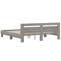 Berkfield Bed Frame With Led Without Mattress Grey Sonoma 160X200 Cm - thumbnail 9