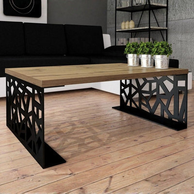 Modern Coffee Table Pales Black Matt With Oak Imitation - image 1