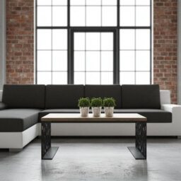 Modern Coffee Table Pales Black Matt With Oak Imitation - thumbnail 2