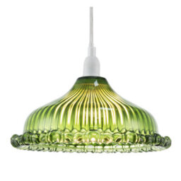 Happy Homewares Modern Green Line Ribbed Glass Pendant Light Shade With Moulded Edge - thumbnail 2