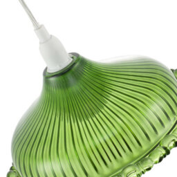 Happy Homewares Modern Green Line Ribbed Glass Pendant Light Shade With Moulded Edge - thumbnail 4