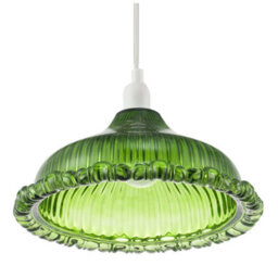 Happy Homewares Modern Green Line Ribbed Glass Pendant Light Shade With Moulded Edge - thumbnail 5