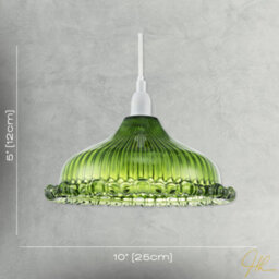Happy Homewares Modern Green Line Ribbed Glass Pendant Light Shade With Moulded Edge - thumbnail 7