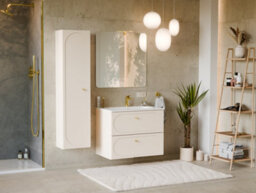 Impact Furniture Bathroom Vanity Unit 600mm Cabinet With Sink Floating Milled Drawer Fronts Beige Gold Luxury Retro Donna - thumbnail 3