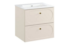 Impact Furniture Bathroom Vanity Unit 600mm Cabinet With Sink Floating Milled Drawer Fronts Beige Gold Luxury Retro Donna - thumbnail 5