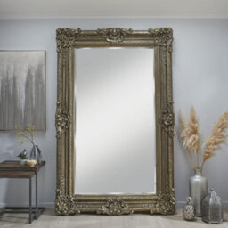The Online Mirror Shop Decorative Mirror Belgravia Grand Rectangular Shape With Antique Silver Frame- H 223Cmxw 142Cmxd 11Cm For Hanging In Bedroom
