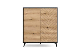Arte Elegant Diamond Highboard Cabinet H1190mm W1040mm D390mm - Oak Evoke & Black For Modern Living Spaces - thumbnail 2