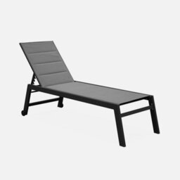 Sweeek. Textilene And Aluminium Sun Lounger 6 Reclining Positions Solis Anthracite 202X65X102 Cm - thumbnail 3
