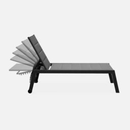 Sweeek. Textilene And Aluminium Sun Lounger 6 Reclining Positions Solis Anthracite 202X65X102 Cm - thumbnail 5